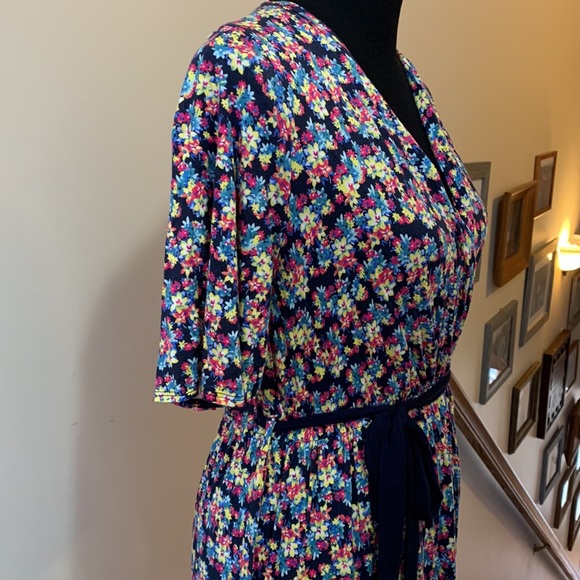 Chris & Carol Floral Half Sleeve A-Line Dress with Waist Tie Women’s Large - Picture 7 of 12